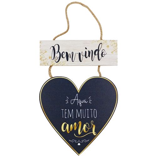 Placa Coração Decorativo 20x15cm em MDF Fu Xing