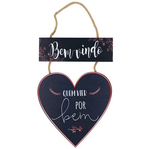Placa Coração Decorativo 20x15cm em MDF Fu Xing