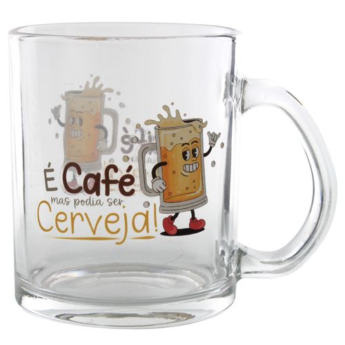 Caneca Café C/ Frase 330ml em Vidro Kehome