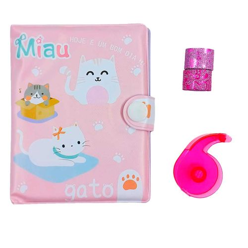 Kit Escolar Gatos 4 Peças 10,3x7,8cm em Plástico Interponte