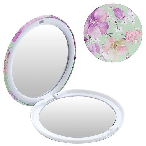 Espelho de Bolso Flores 7,5cm em Vidro Casita