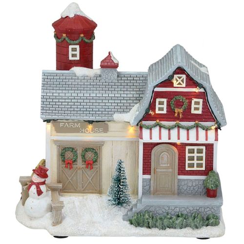 Cenário Casa Natalina Musical C/ LED 22cm em Resina Mabruk