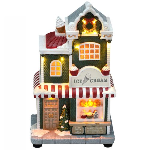 Cenário Casa Natalina Musical C/ LED 23cm em Resina Mabruk