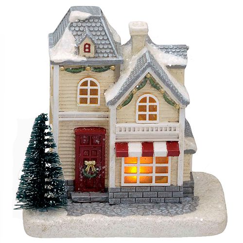 Cenário Casa Natalina C/ LED 11cm em Resina Mabruk