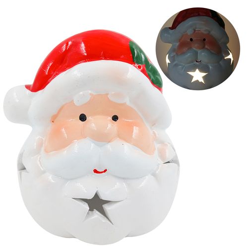 Rosto Papai Noel C/ LED 6x9cm em Cerâmica Fartex