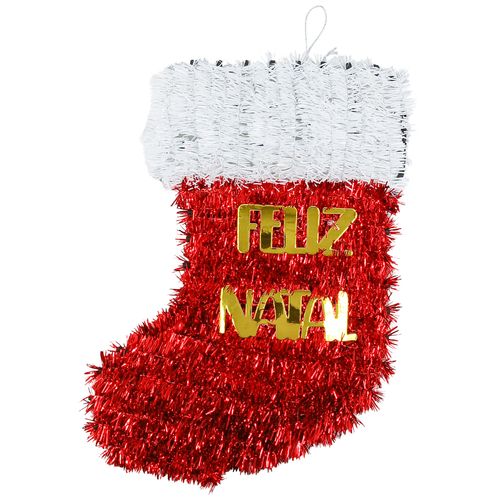 Enfeite Meia Natalina Festão 32cm em Plástico Multiart