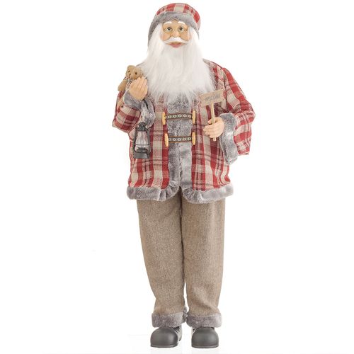 Papai Noel C/ Urso 110cm em Plástico Bela Flor