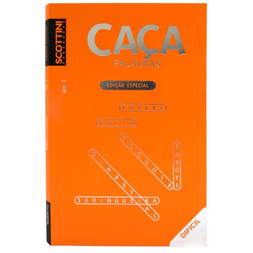 Livro Caça Palavras Nível Difícil 20,5x13,5cm em Papel Todo Livro