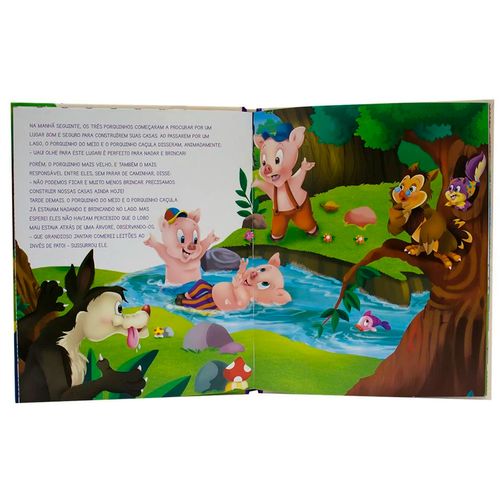 Livro Os Três Porquinhos 20,2x16,7cm em Papel Todo Livro