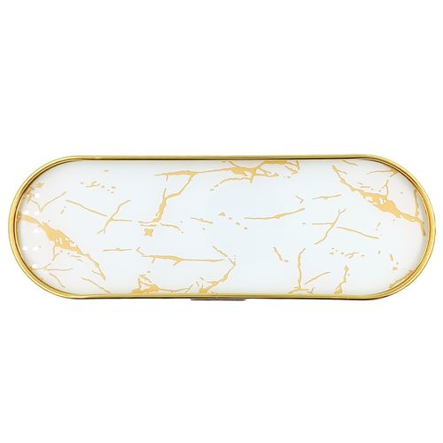 Bandeja Oval Decorativa 30x10cm em Metal Megagift