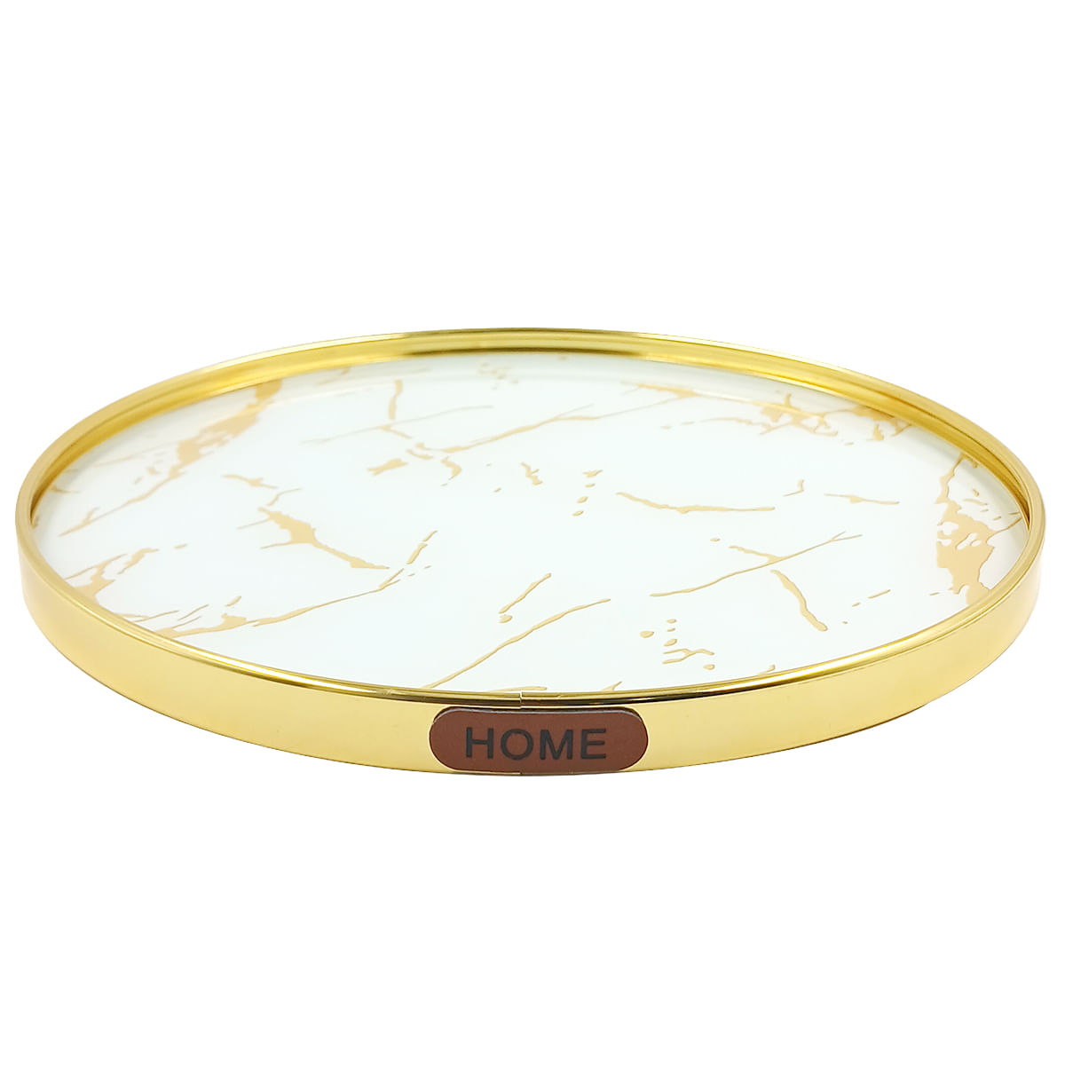 Bandeja Redonda Decorativa 25cm em Metal Megagift