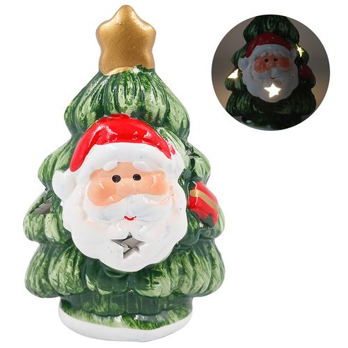 Luminária Árvore de Natal C/ LED 9x6cm em Cerâmica Fartex