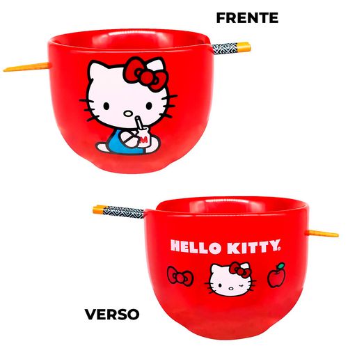 Bowl C/ Hashi Hello Kitty 500ml em Cerâmica Zona Criativa