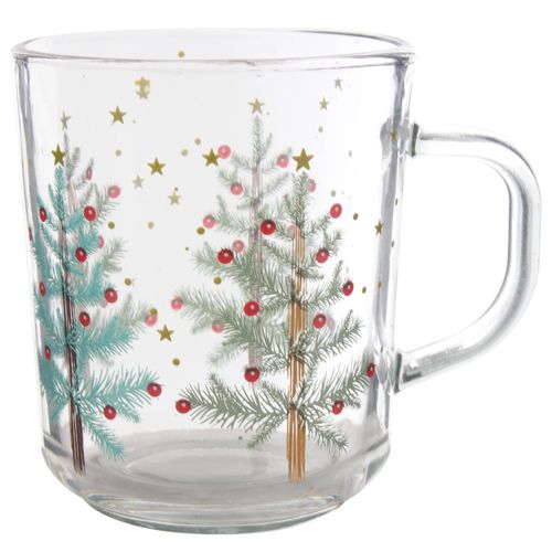 Caneca Natalina Árvore Pinheiro 250ml em Vidro Cascavel