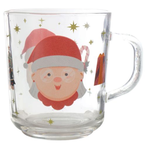 Caneca Natalina Papai e Mamãe Noel 250ml em Vidro Cascavel
