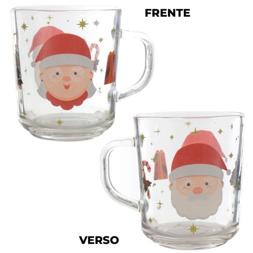 Caneca Natalina Papai e Mamãe Noel 250ml em Vidro Cascavel