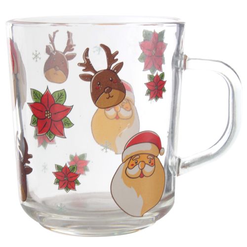 Caneca Natalina Papai Noel 250ml em Vidro Cascavel