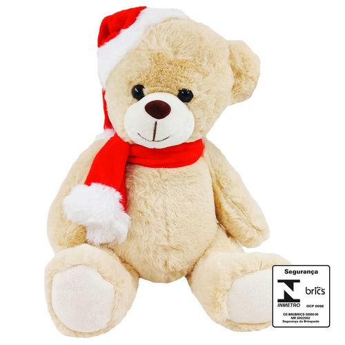 Urso Noel de Pelúcia 25cm em Poliéster Multiart