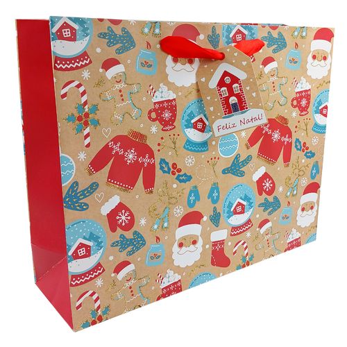 Sacola P/ Presente Natalina 33x26,5cm em Papel Rio Master