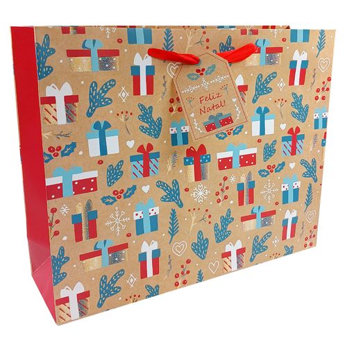 Sacola P/ Presente Natalina 33x26,5cm em Papel Rio Master