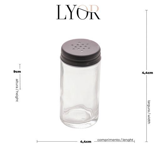Porta Tempero 80ml em Vidro Lyor
