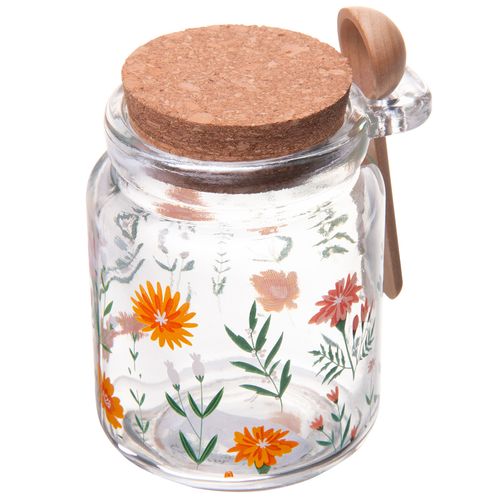 Porta Mantimento Flora C/ Tampa 200ml em Vidro Lyor