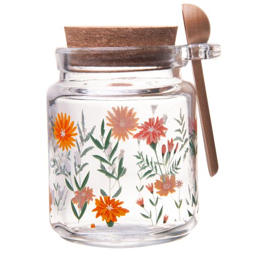 Porta Mantimento Flora C/ Tampa 200ml em Vidro Lyor