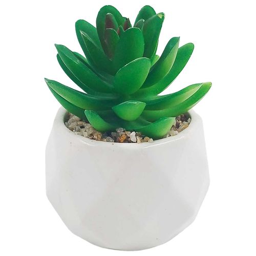 Vaso C/ Planta Artificial Decorativo 5x8cm em Cerâmica Multiart