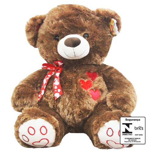 Urso de Pelúcia C/ Laço 51cm em Poliéster Fizzy
