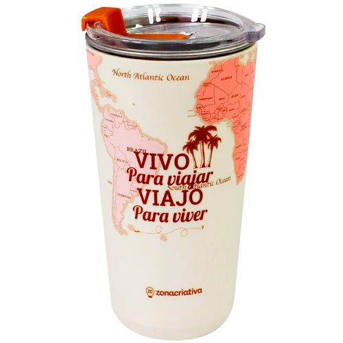 Copo Térmico Sky Viagem 500ml em Aço Inox Zona Criativa