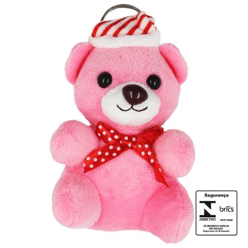 Chaveiro Urso Natalino 10cm em Poliéster Fizzy