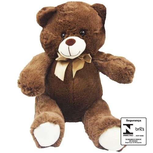 Urso de Pelúcia C/ Laço 23cm em Poliéster Fizzy
