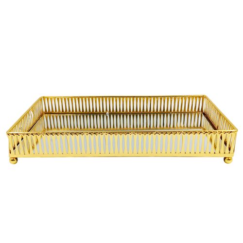 Bandeja Espelhada Decorativa 25x15cm em Metal Dcarte