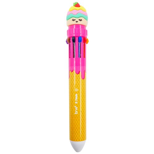 Caneta Tutti Frutti 10 Cores 14,5cm em Plástico BRW