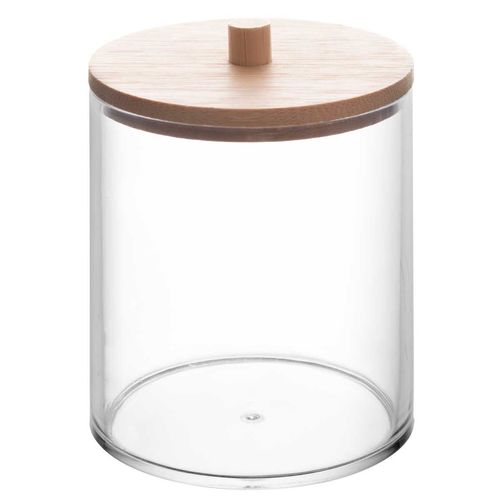 Porta Cotonete C/ Tampa Bambu 8x7cm em Plástico Lyor