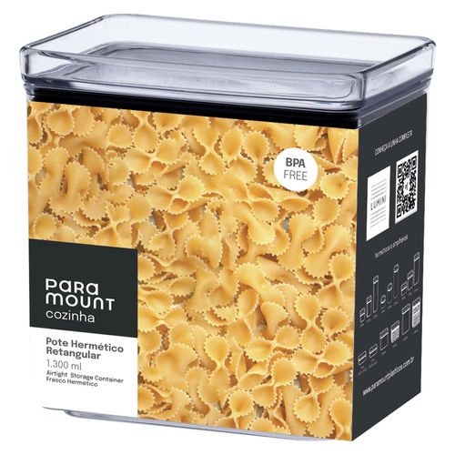 Pote Hermético Retangular 1300ml em Plástico Paramount Plásticos