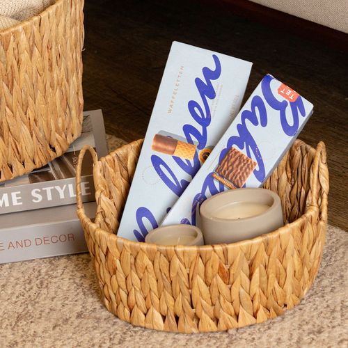 Cesto C/ Alça Decorativo 29x13cm em Fibra Natural Paramount Plásticos