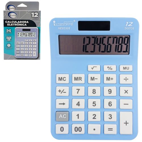 Calculadora de Mesa 12 Dígitos 10,5x14,8cm em Plástico Interponte