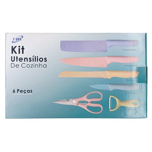 Kit Utensílios de Cozinha 6 Peças em Aço Inox Y888