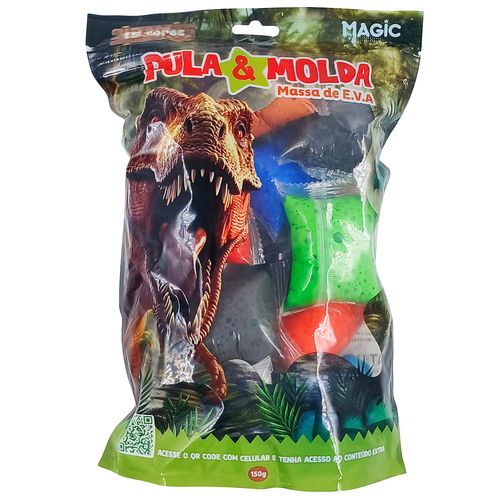 Massinha Pula e Molda Dinossauro 15 Cores em EVA Magic Kids