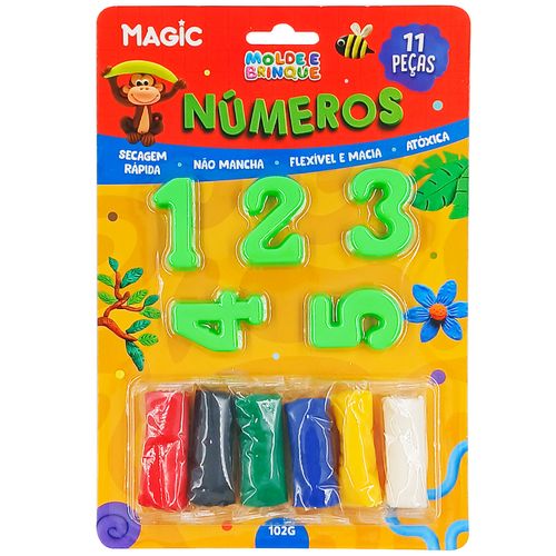 Massinha Molde e Brinque Números 11 Peças em Plástico Magic Kids