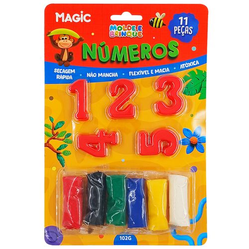 Massinha Molde e Brinque Números 11 Peças em Plástico Magic Kids