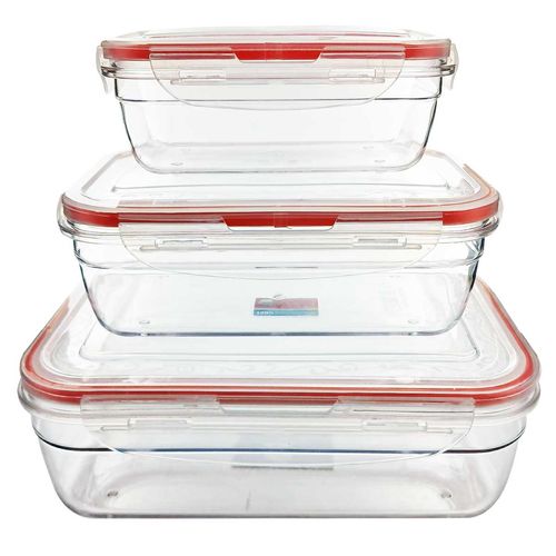 Kit Pote Retangular 3 Peças em Plástico Y888