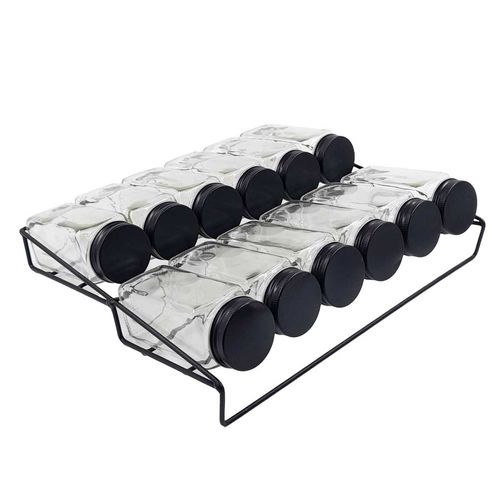 Porta Tempero C/ Suporte 12 Peças 120ml em Vidro Clink