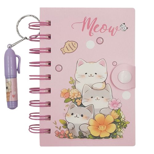 Bloco de Anotação Gatinho C/ Caneta 13x8,8cm em Papel Megagift