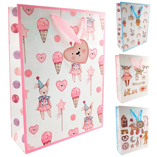 Sacola P/ Presente Bichinhos 42x32cm em Papel Rio Master