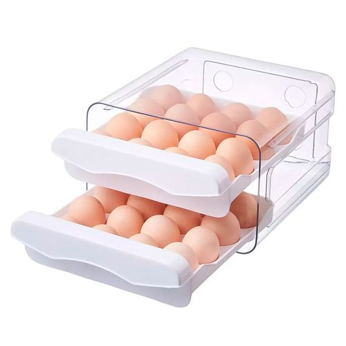 Porta Ovos Prático C/ 2 Gavetas 22,7x21,2cm em Plástico FWB