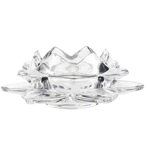 Porta Vela Castiçal Lotus 12cm em Vidro Milk
