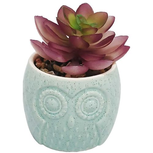 Vaso C/ Planta Artificial 6,5x10cm em Porcelana Livon