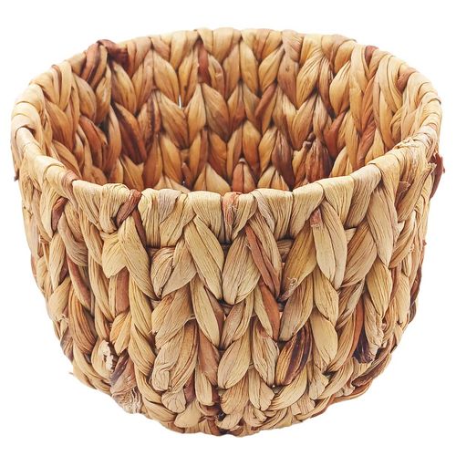 Cesta Redonda Decorativa 17x13cm em Palha Milk